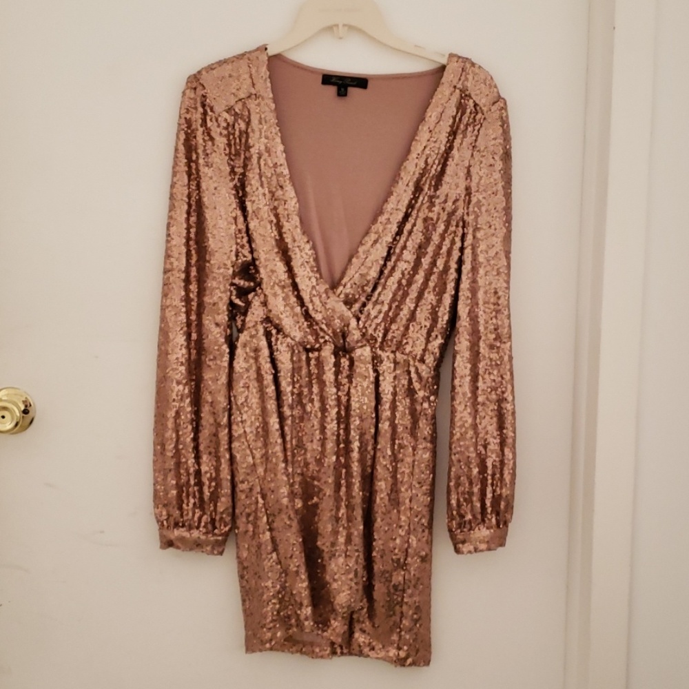 Honey Punch Gold Wrap Dress REPOSH